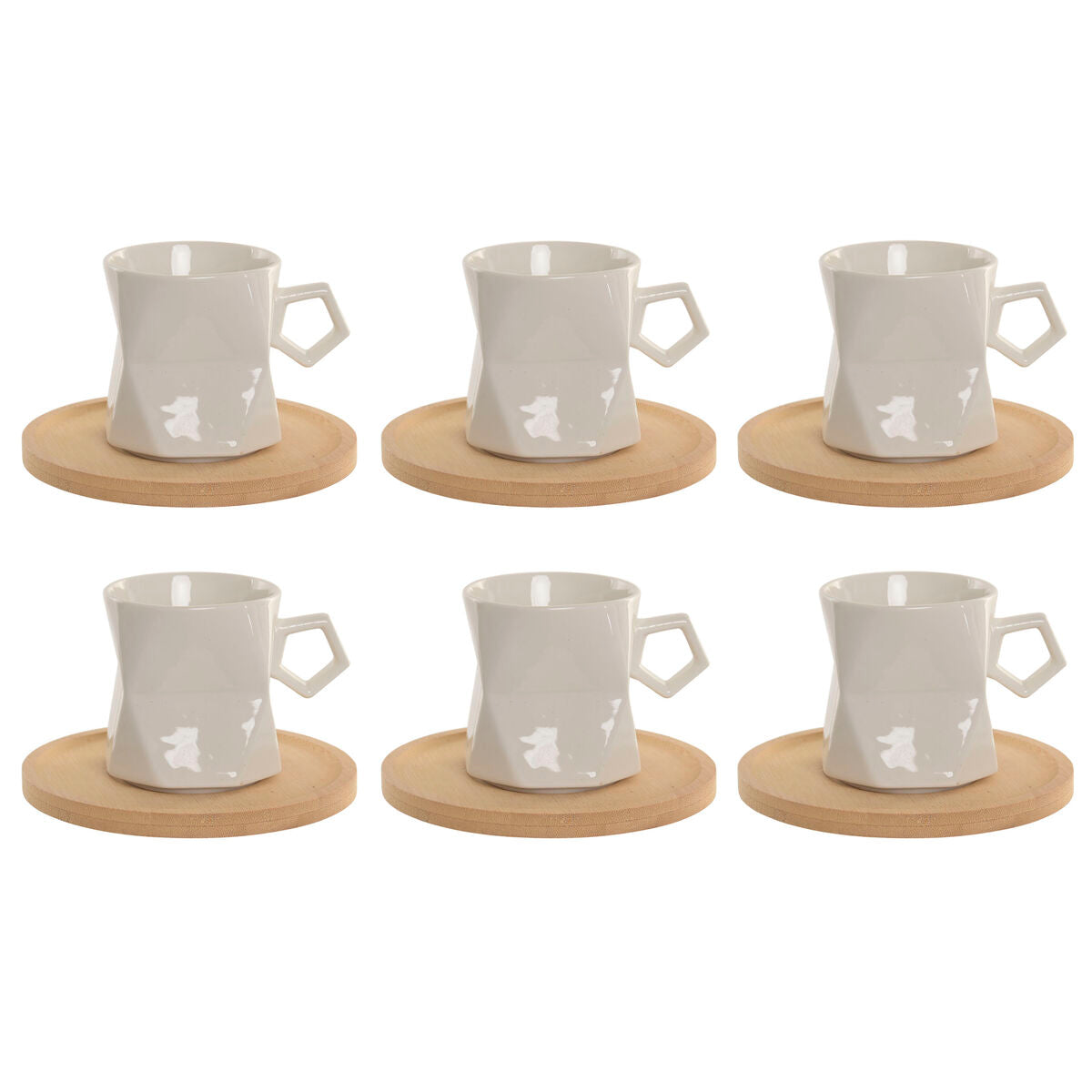 Jeu de 6 tasses avec plat Home ESPRIT Blanc Porcelaine 180 ml