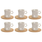 Jeu de 6 tasses avec plat Home ESPRIT Blanc Porcelaine 180 ml