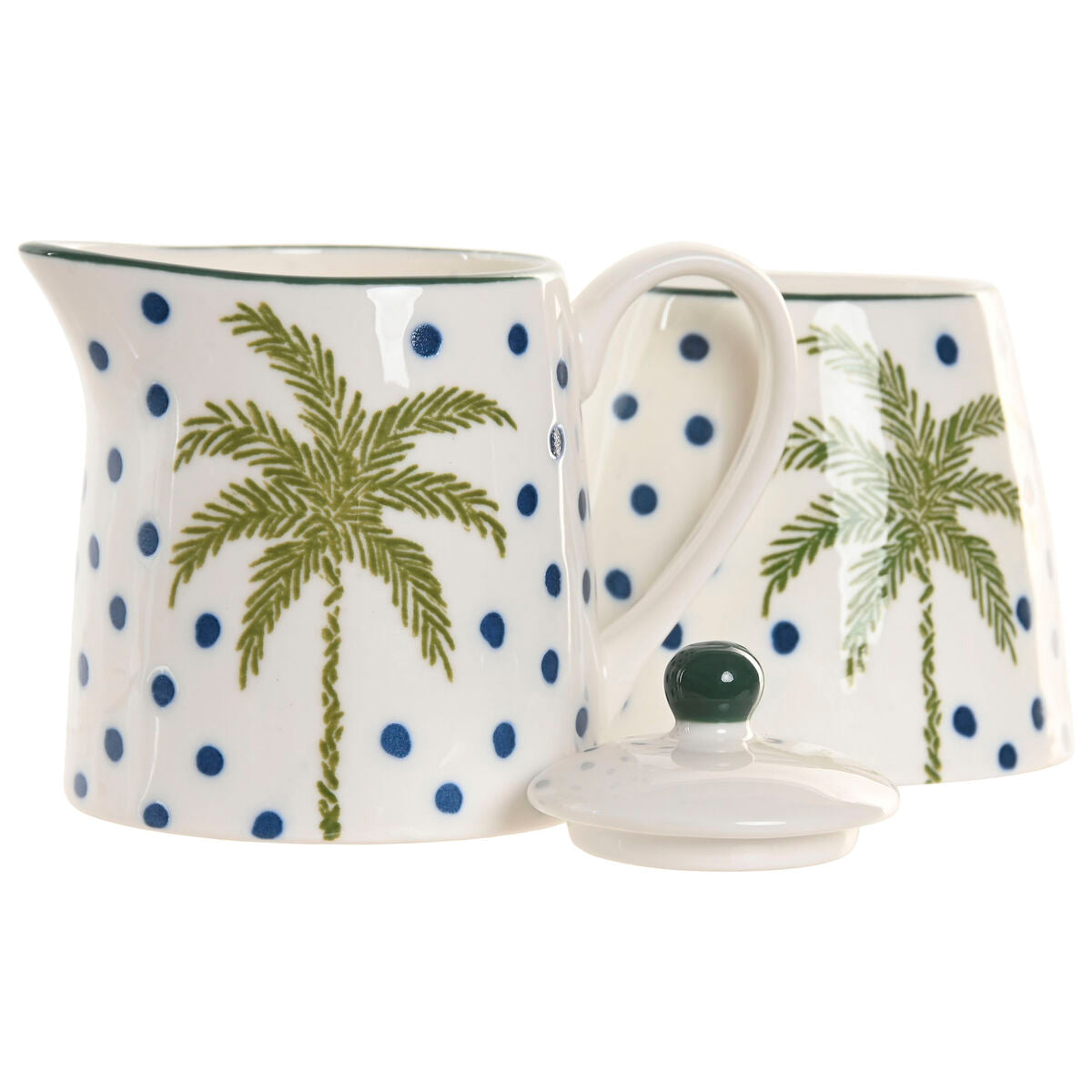 Laitière et sucrier Home ESPRIT Bleu Vert Porcelaine 11 X 7,6 X 7,8 CM 2 Pièces