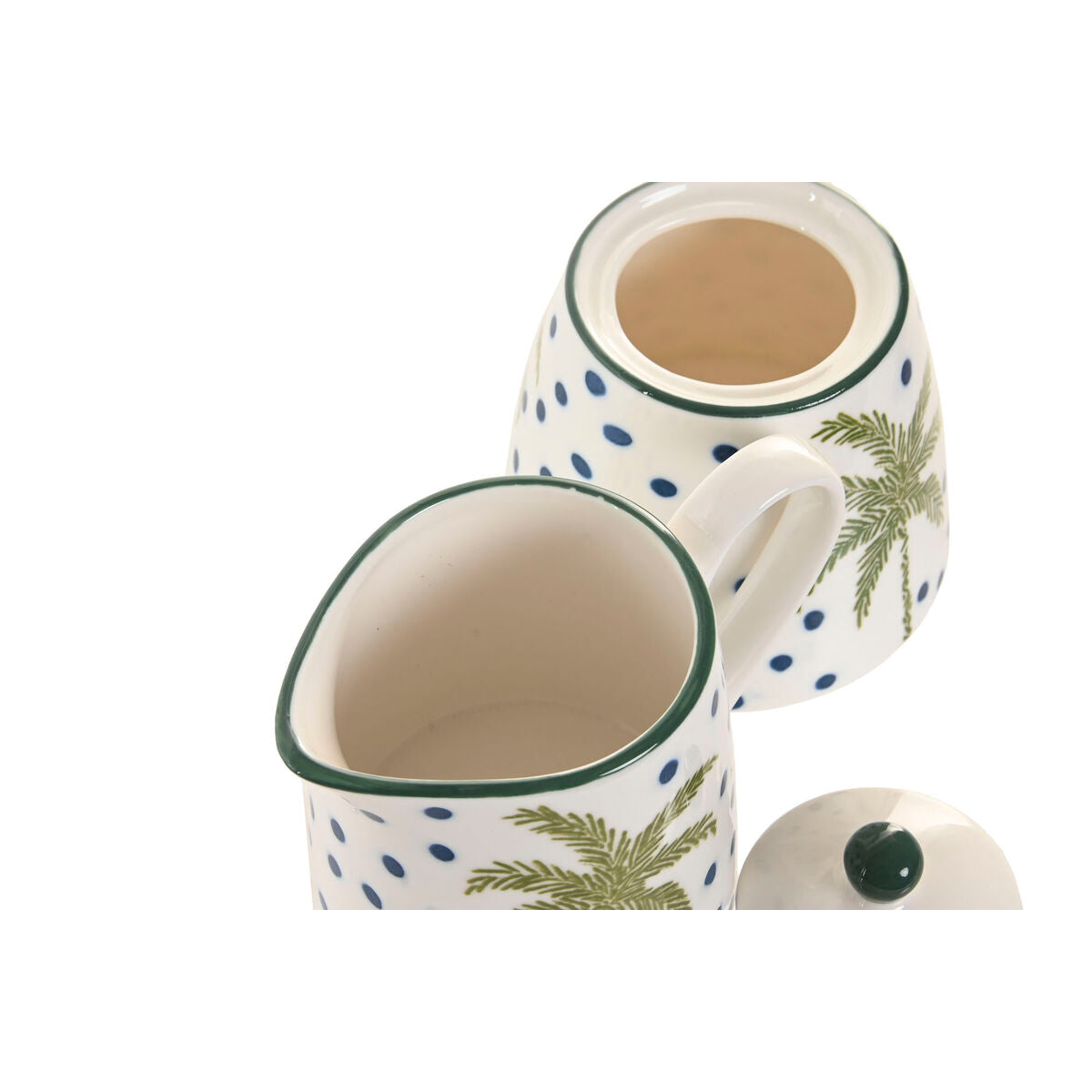 Laitière et sucrier Home ESPRIT Bleu Vert Porcelaine 11 X 7,6 X 7,8 CM 2 Pièces