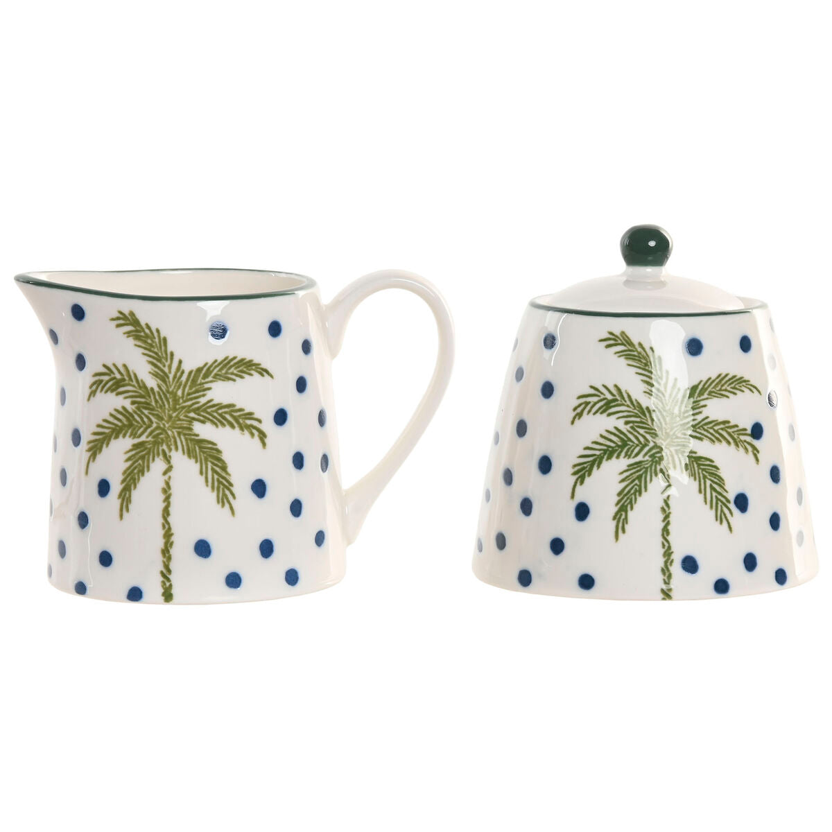 Laitière et sucrier Home ESPRIT Bleu Vert Porcelaine 11 X 7,6 X 7,8 CM 2 Pièces