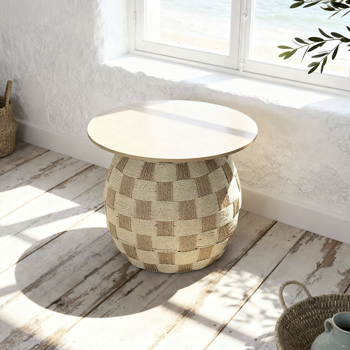 Table d'appoint Home ESPRIT Naturel 60 x 60 x 48 cm