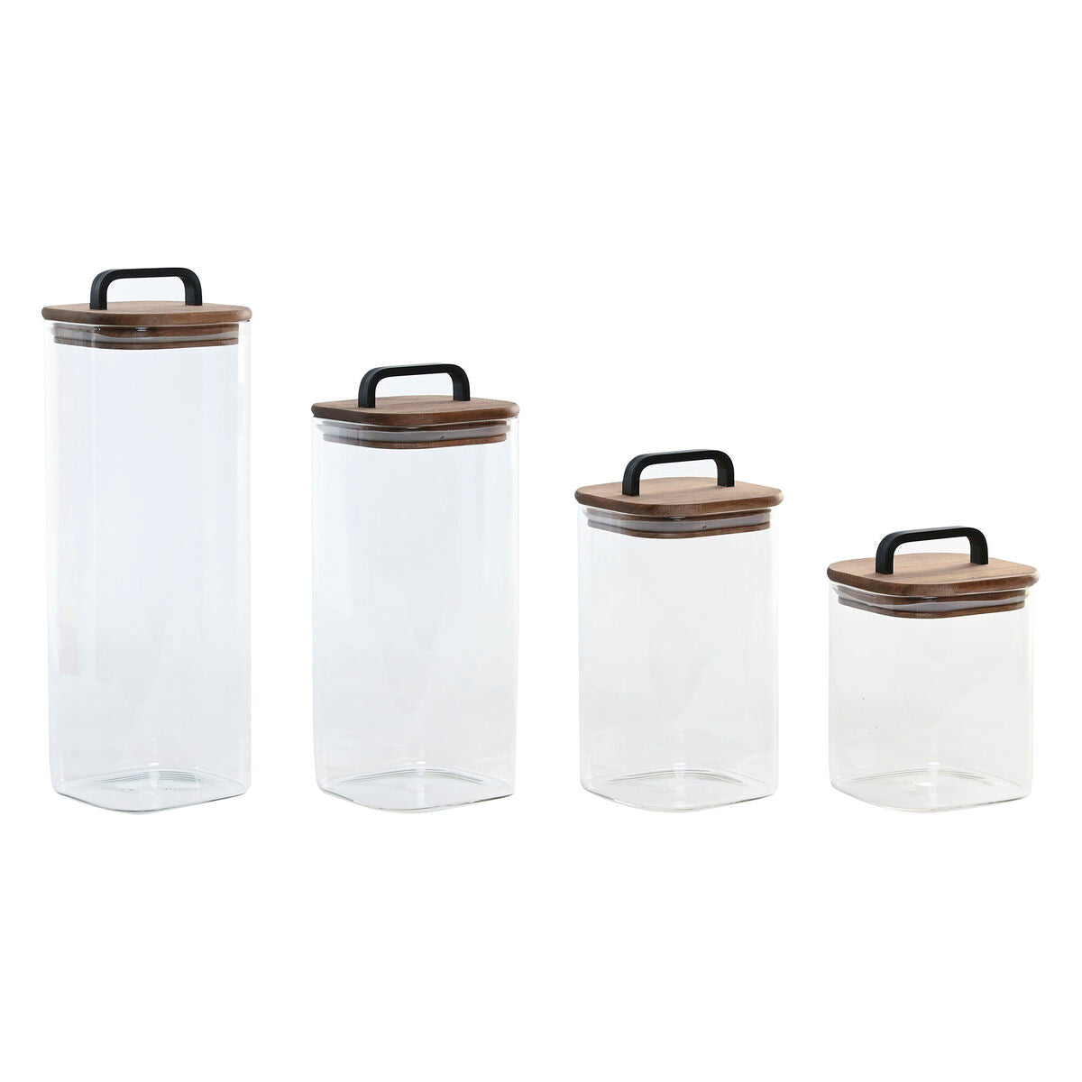 Set de 4 Boites Home ESPRIT Transparent Naturel 4 Pièces