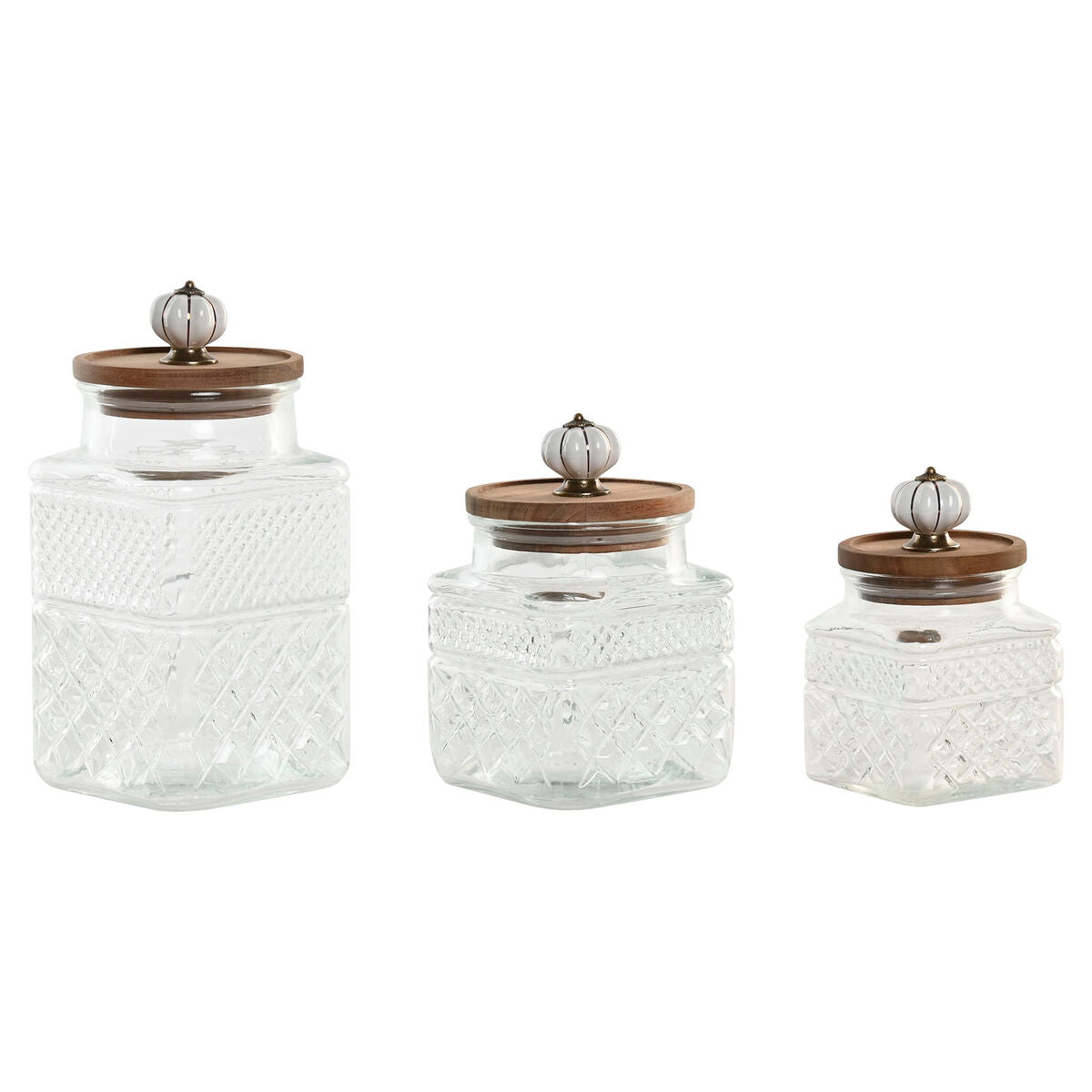Set de 3 Boites Home ESPRIT Transparent Naturel 1,8 L 3 Pièces