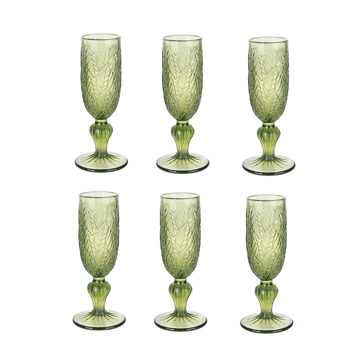 Set de Verres Home ESPRIT Vert Verre 160 ml (6 Unités)
