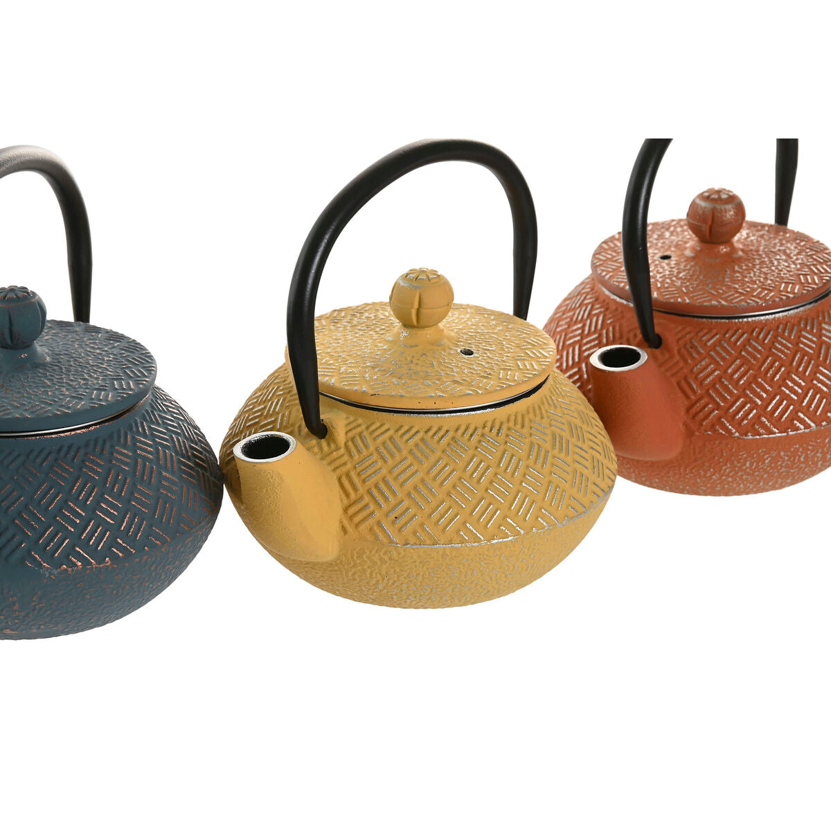 Théière Home ESPRIT Jaune Bleu Orange Acier inoxydable Fer 300 ml (3 Unités)