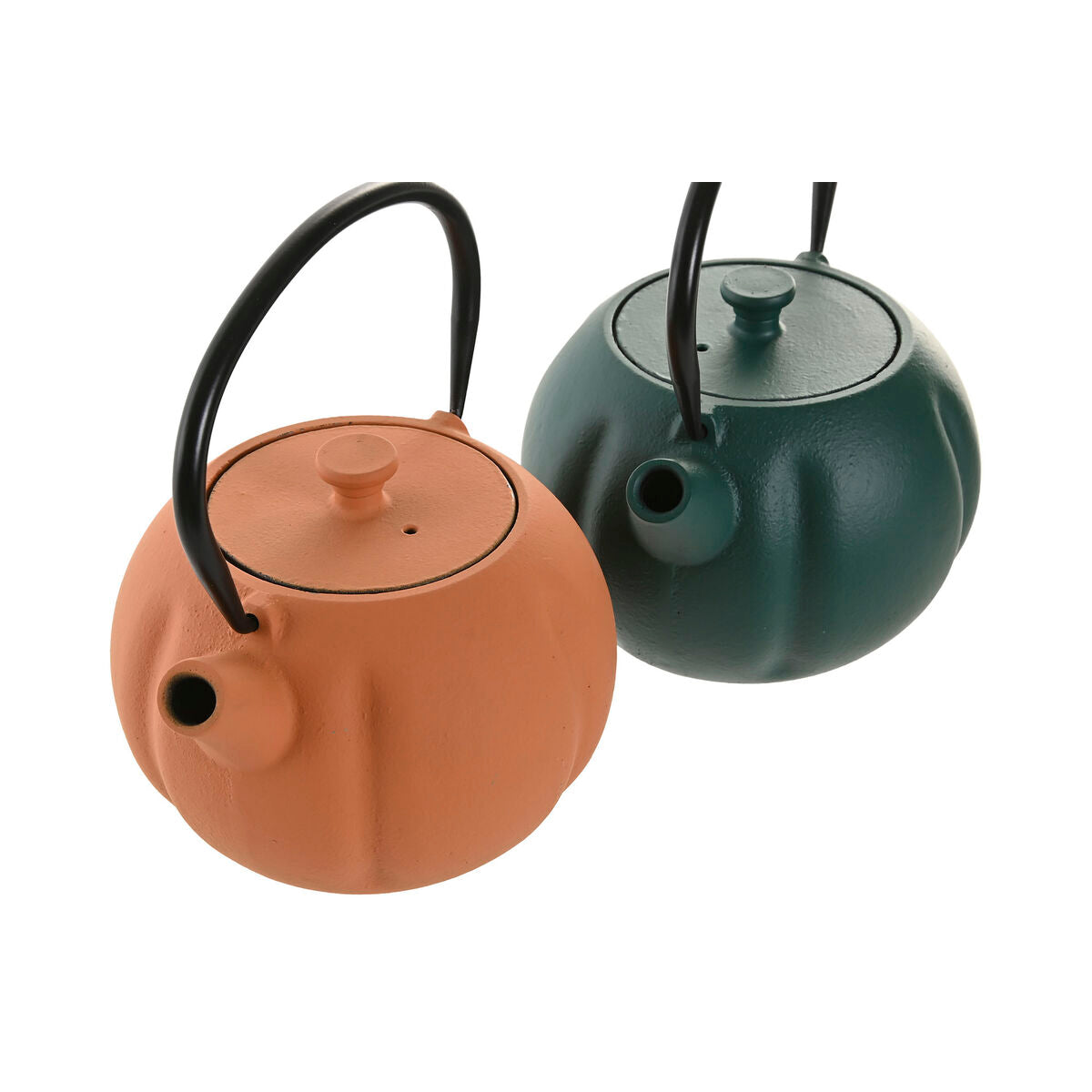 Théière Home ESPRIT Vert Orange Acier inoxydable Fer 1 L (2 Unités)