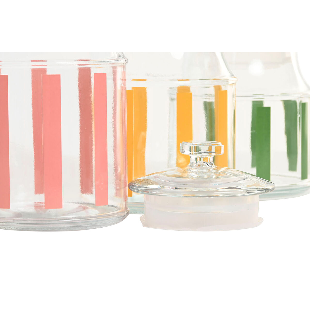 Set de 3 Boites Home ESPRIT Multicouleur Rayures Moderne 1 L 1,2 L 3 Pièces