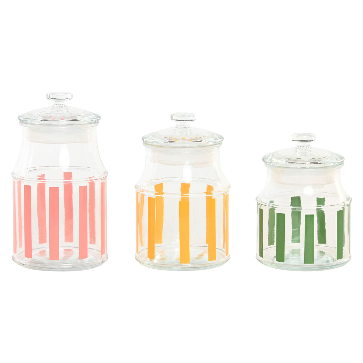 Set de 3 Boites Home ESPRIT Multicouleur Rayures Moderne 1 L 1,2 L 3 Pièces