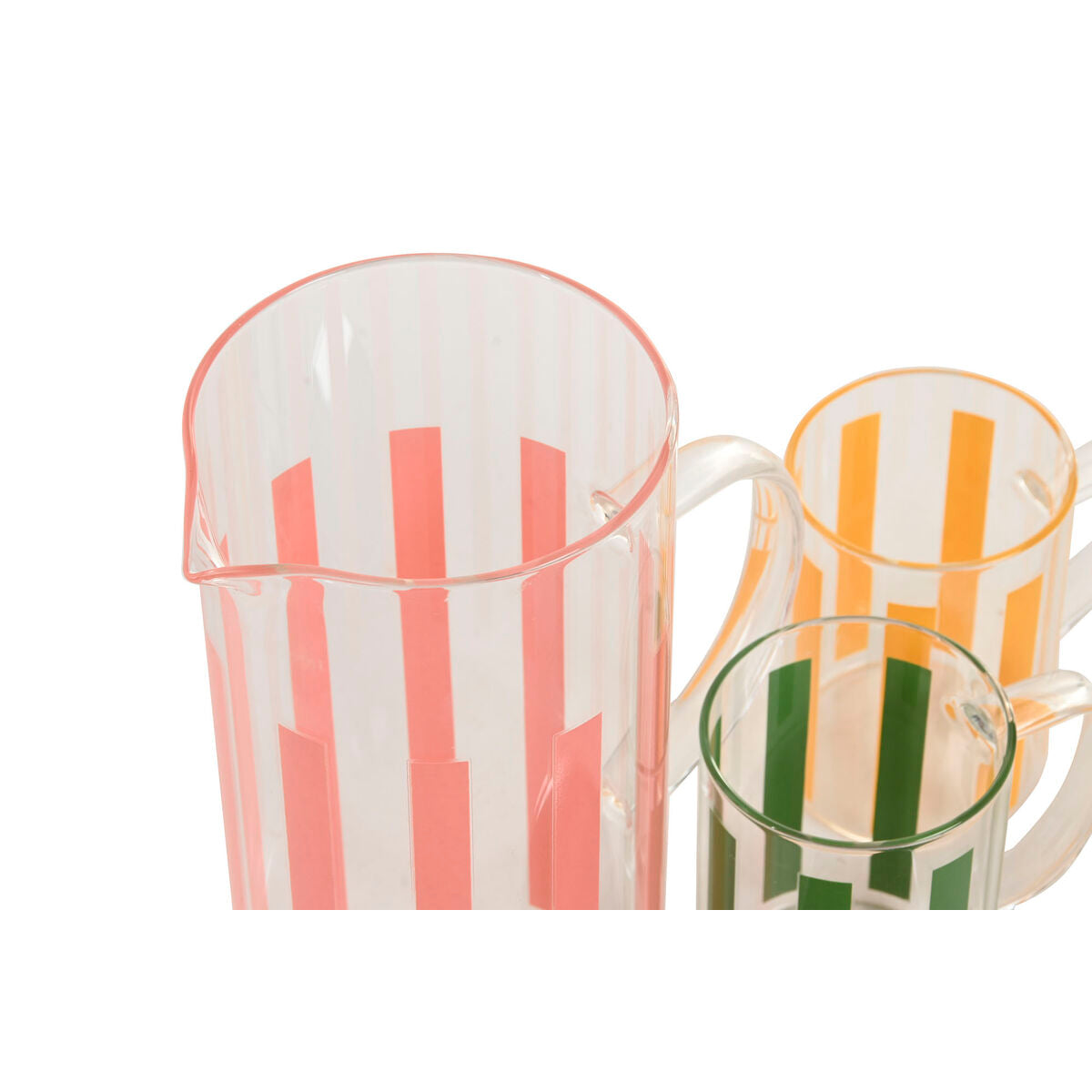 Set de pichets avec verres Home ESPRIT Jaune Vert Corail Acier inoxydable Verre Rayures Moderne