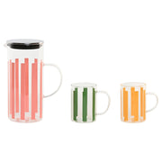 Set de pichets avec verres Home ESPRIT Jaune Vert Corail Acier inoxydable Verre Rayures Moderne