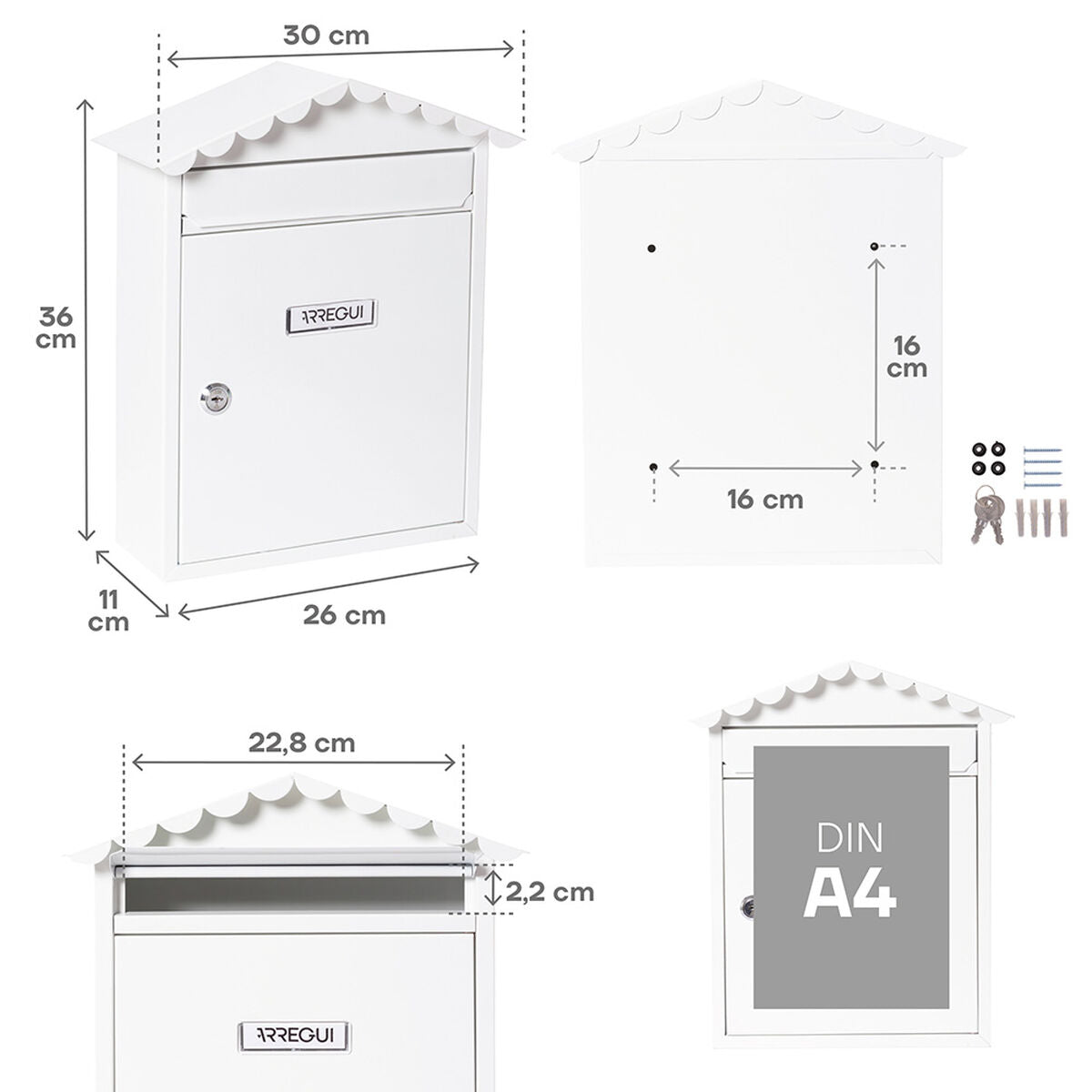 Boîte aux lettres Arregui Blanc Acier 30 x 11 x 36 cm