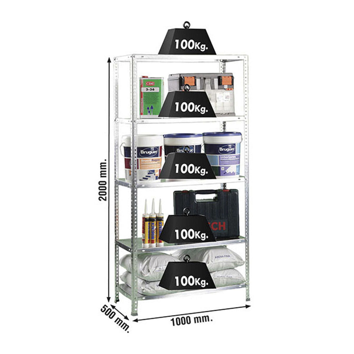 Étagère Simon Rack Comfort Plus 5/500 200 x 100 x 50 cm Naturel Métal 5 Etagères 100 kg