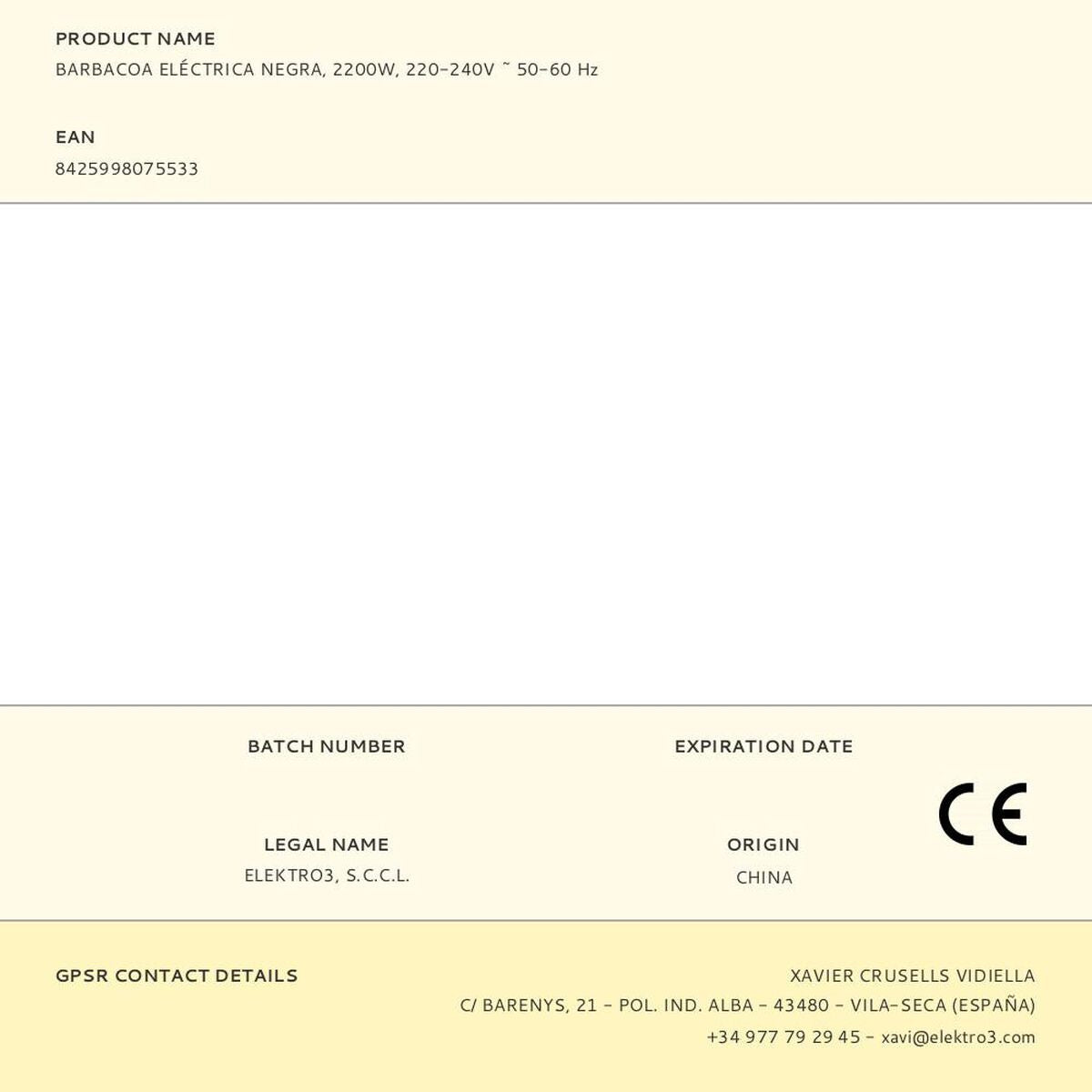 Barbecue Électrique EDM 07553 2200 W