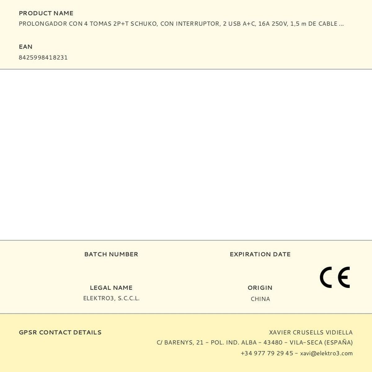 Rallonge 4 prises Schuko avec interrupteur EDM 41823 Blanc 3680 W 250 V 30 W (1,5 m)