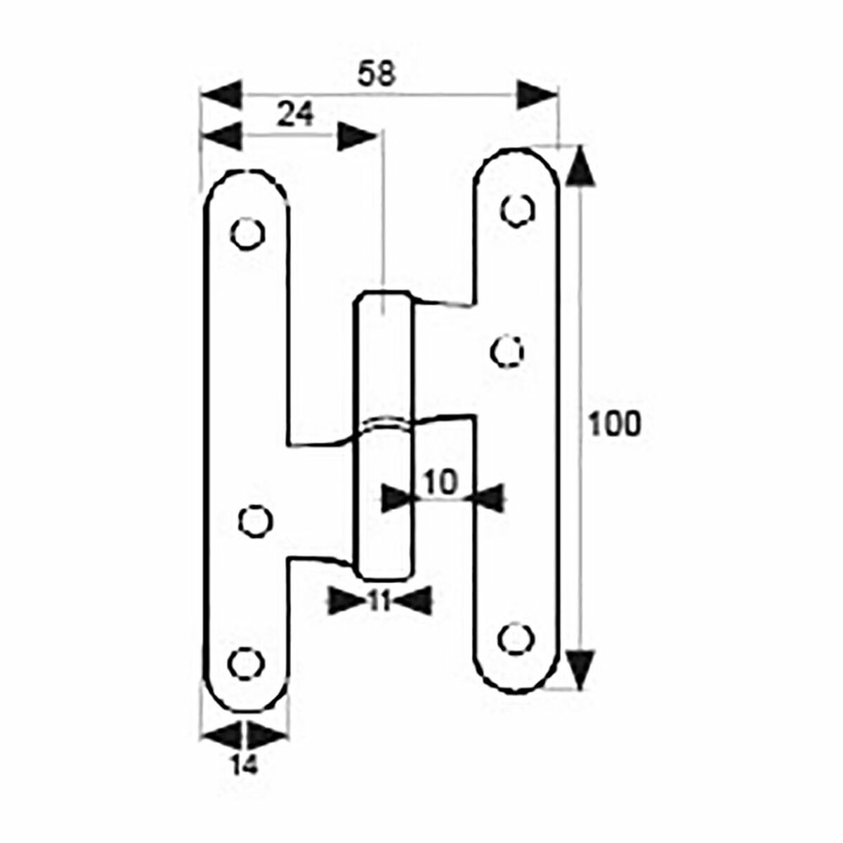 Charnière EDM 85479 PN04 Acier 100 x 58 mm Gauche