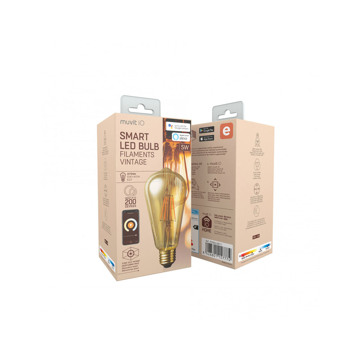 Ampoule à Puce Muvit iO 5 W E27 1800 K 2700 K 480 Lm Wi-Fi