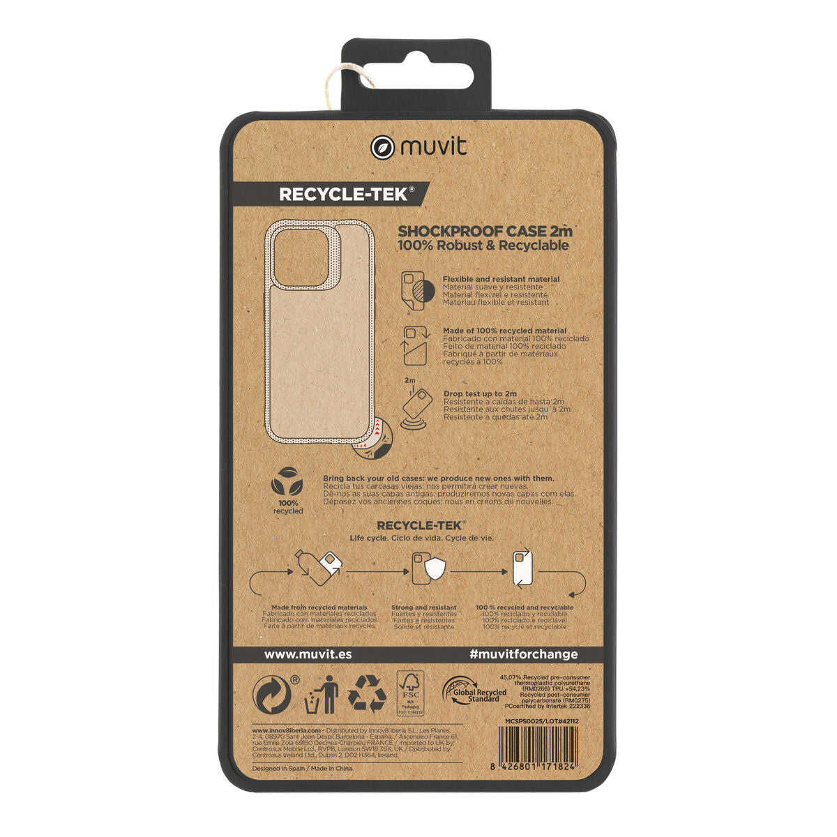 Protection pour téléphone portable Muvit for Change iPhone 15 Pro Max Clear