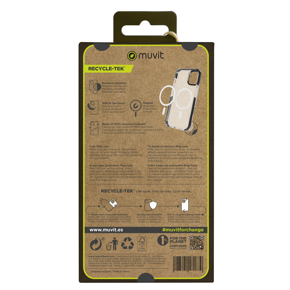 Protection pour téléphone portable Muvit for Change iPhone 15 Pro Clear Magnétique