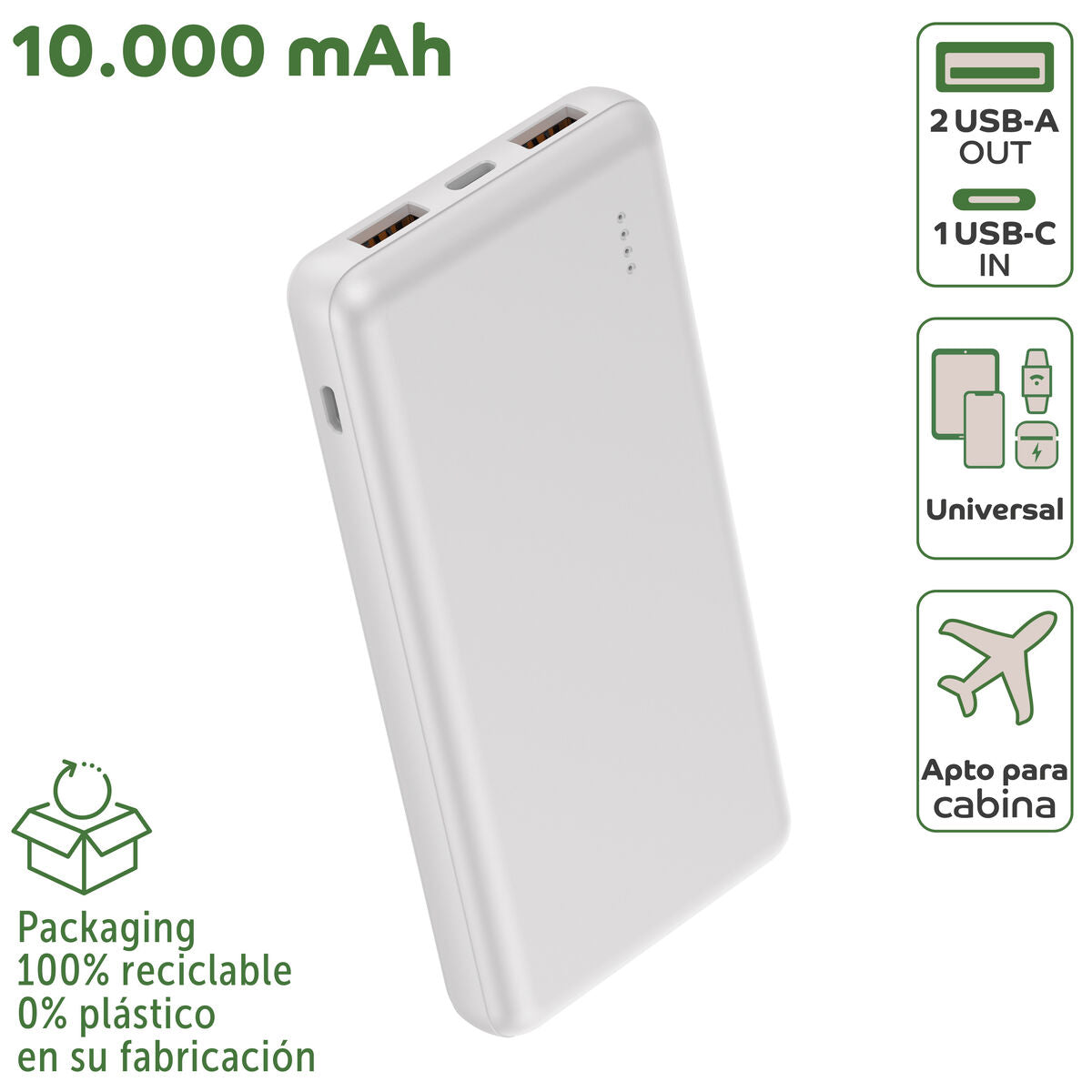 Powerbank Myway Blanc 10000 mAh