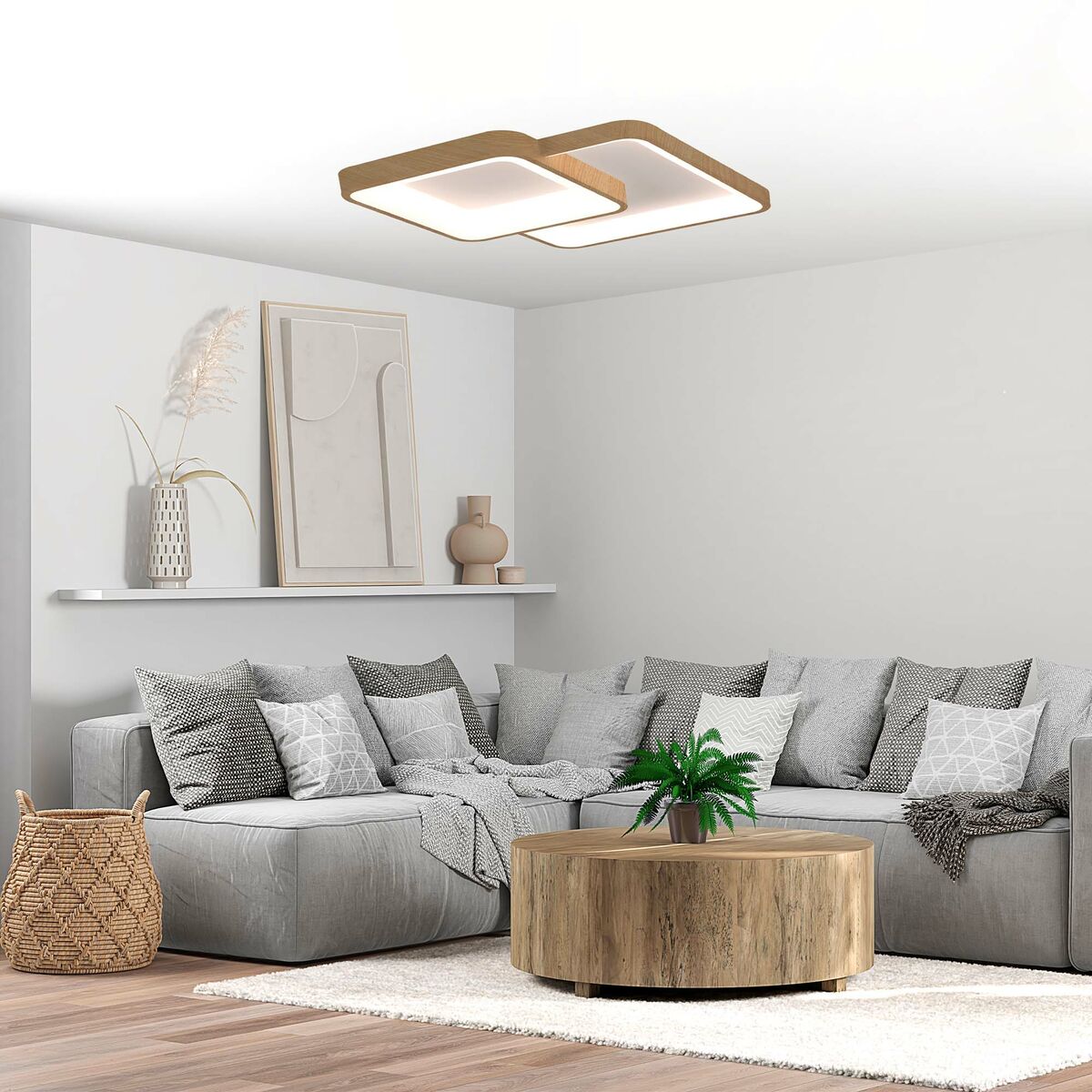 LED plafond KSIX Phenomena 45 W 45 x 45 x 10 cm Marron Bois (3000k - 6000k)