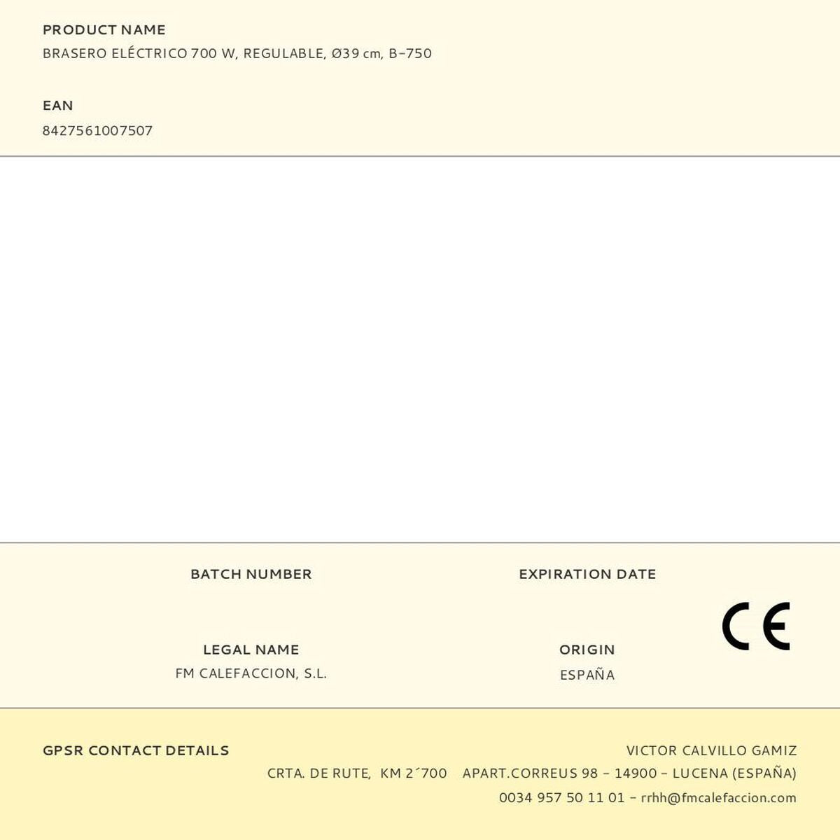 Radiateur FM Calefacción B-750 Gris 700 W