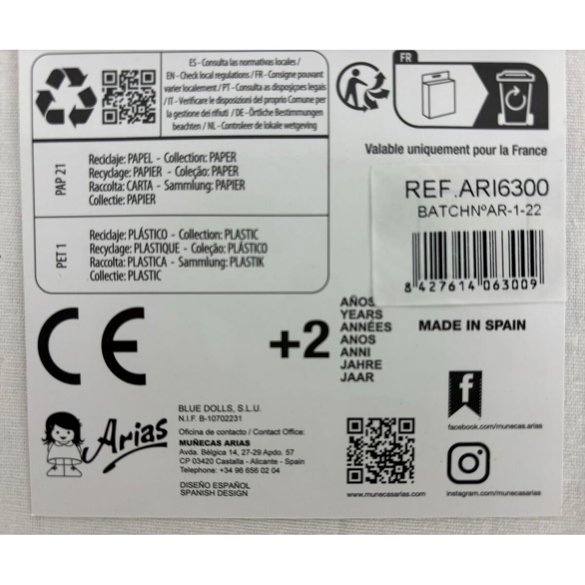 Chaussures de poupée Arias Rose 45 cm