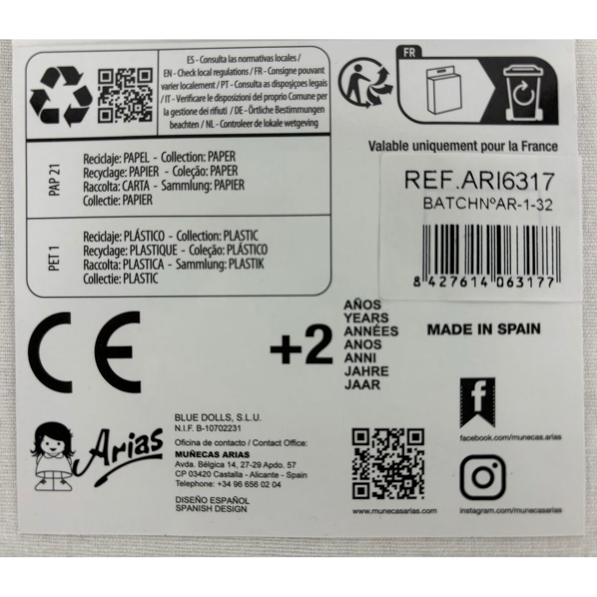 Chaussures de poupée Arias Rose 45 cm