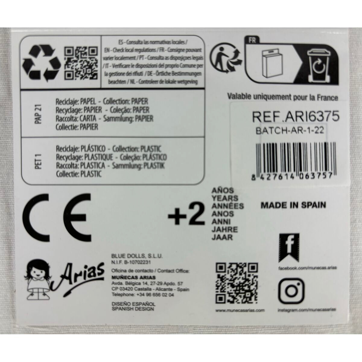 Chaussures de poupée Arias Rose 40 cm