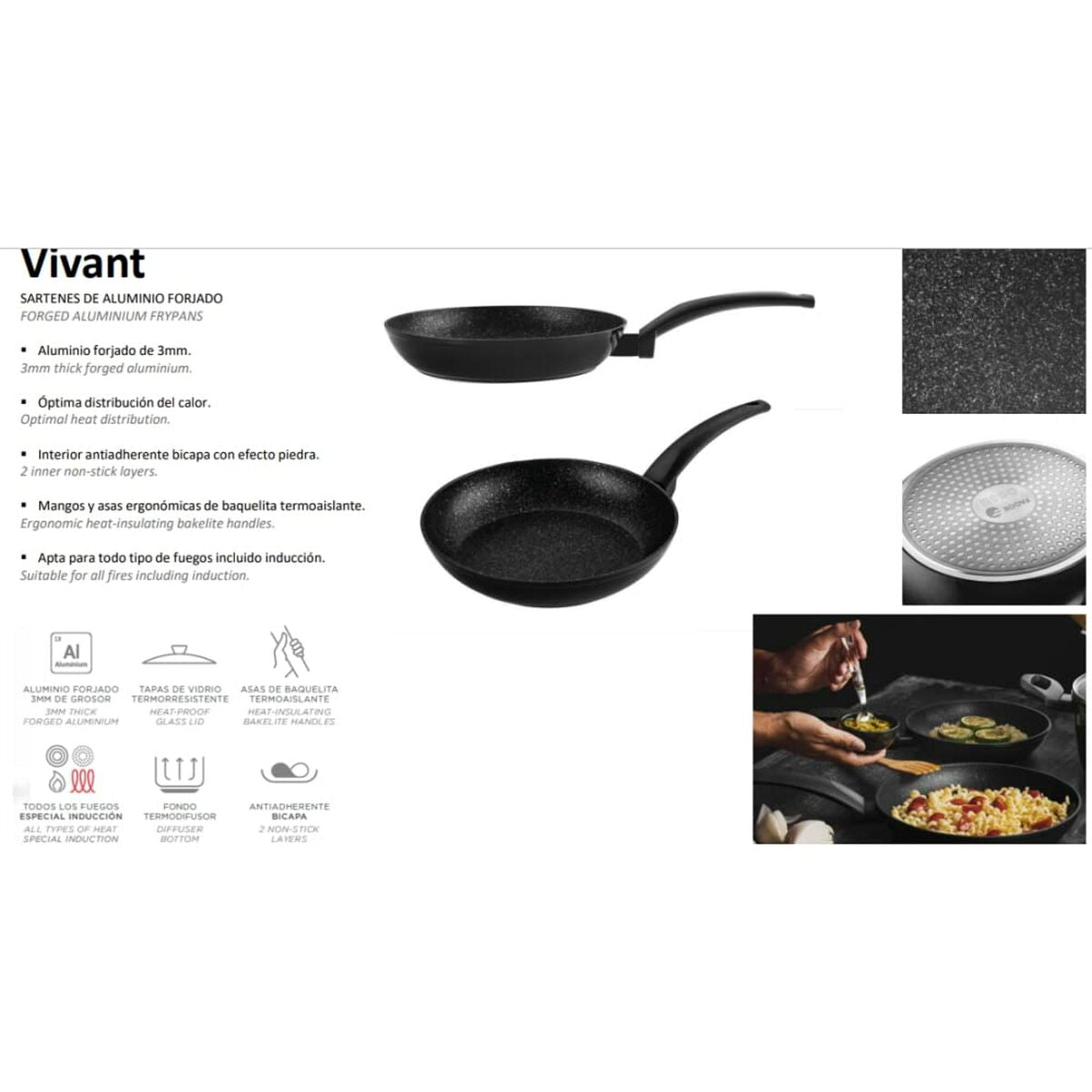 Poêle Fagor VIVANT 24 Noir Aluminium Ø 24 cm