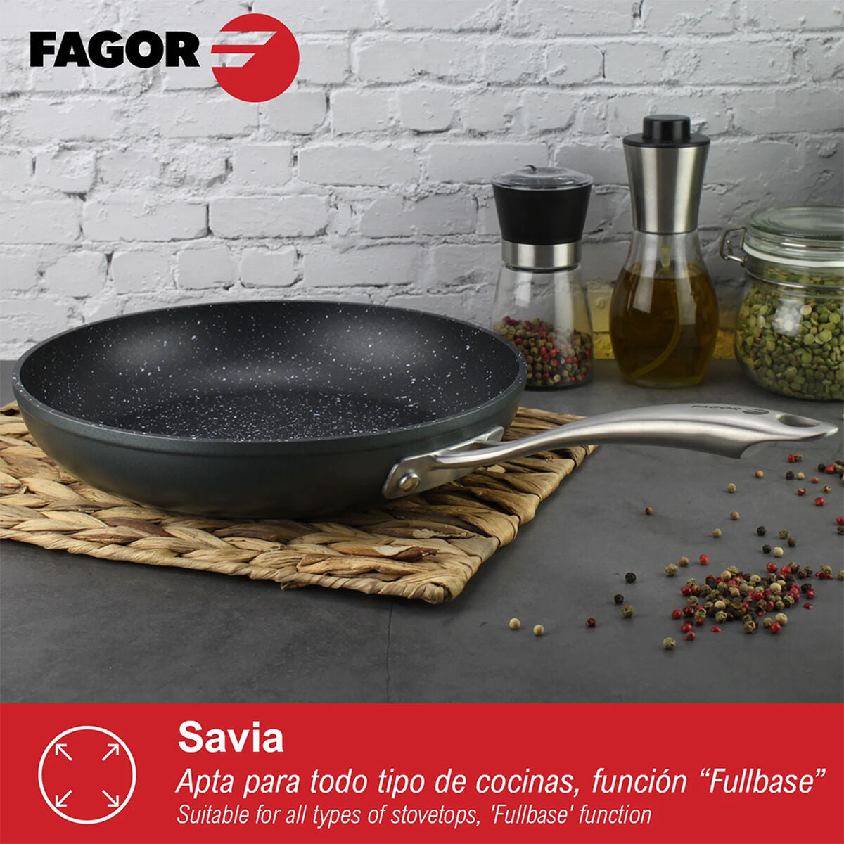 Poêle Fagor Savia Aluminium forgé Argenté Ø 26 cm