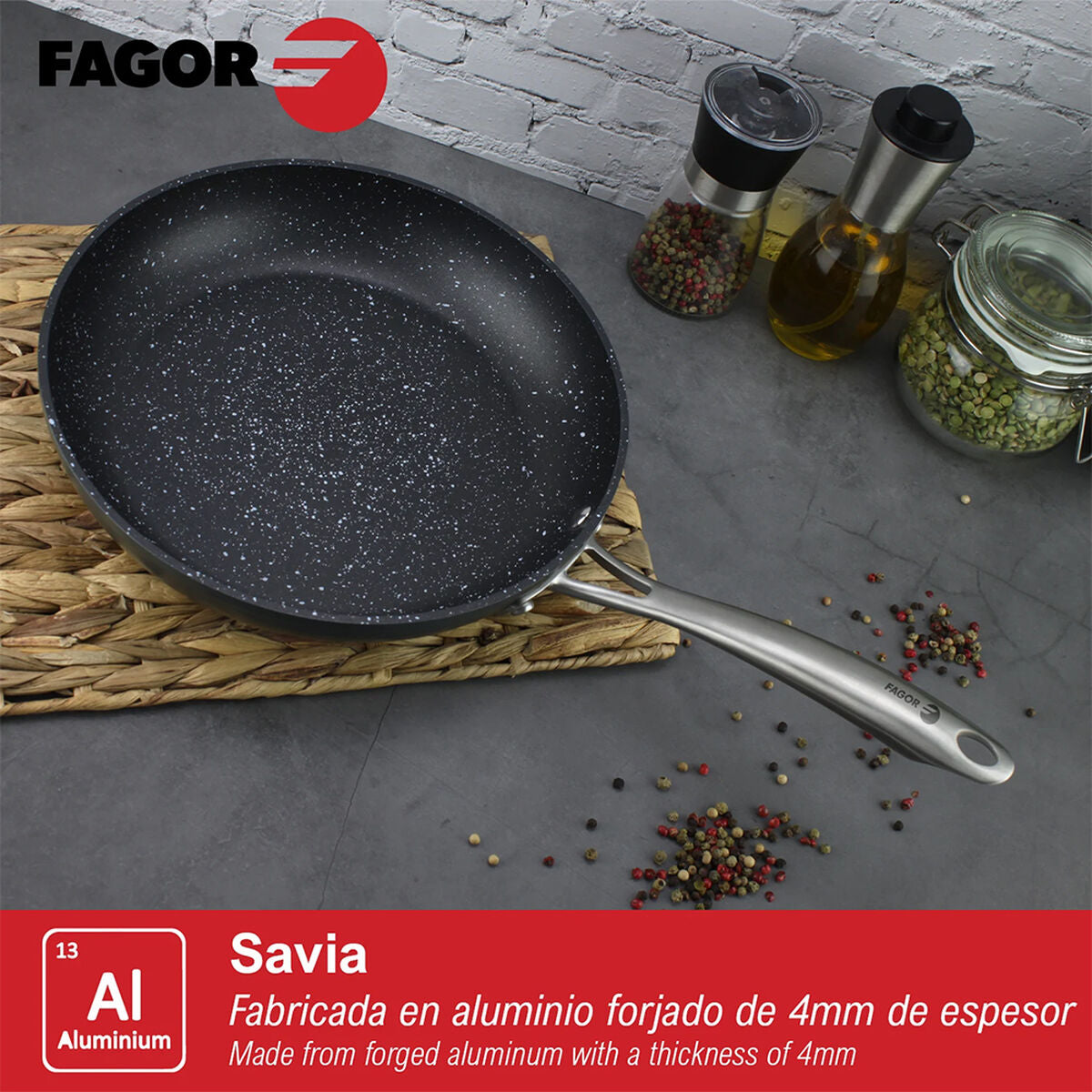 Poêle Fagor Savia Aluminium forgé Argenté Ø 26 cm