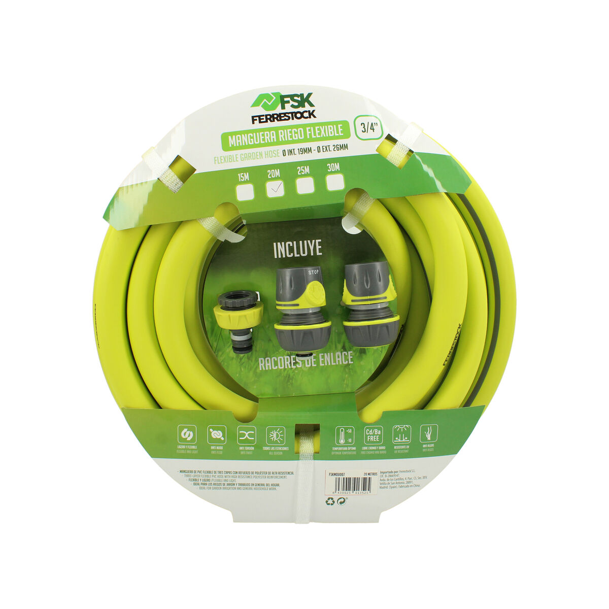 Tuyau d'arrosage Ferrestock 3/4" Polyester 20 m Ø 19 mm Flexible