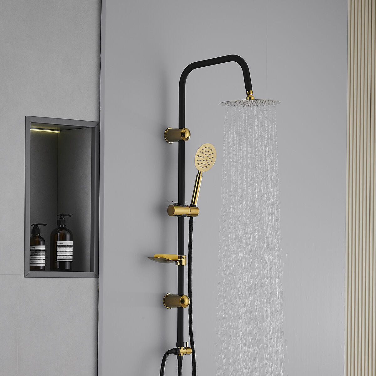 Colonne de douche Fontastock Noir Doré Acier inoxydable ABS Chrome