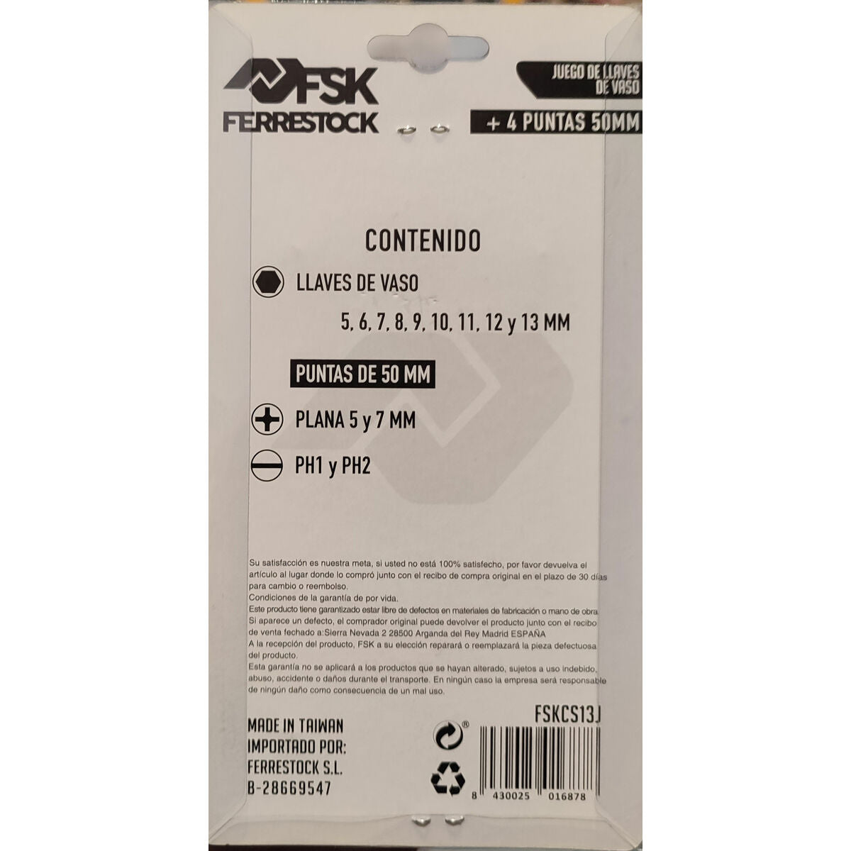 Ensemble de clés Ferrestock PH1x50mm, PH2x50mm, SL 5x50mm, SL 7x50mm 13 pcs