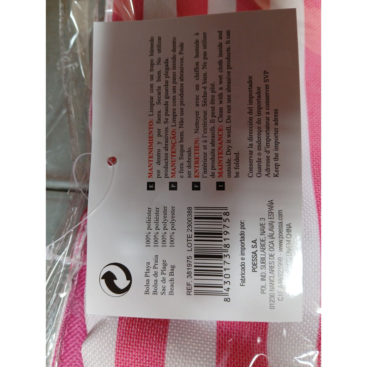 Sac de plage Bismark Bleu Rose Oxford 50 x 16 x 35 cm