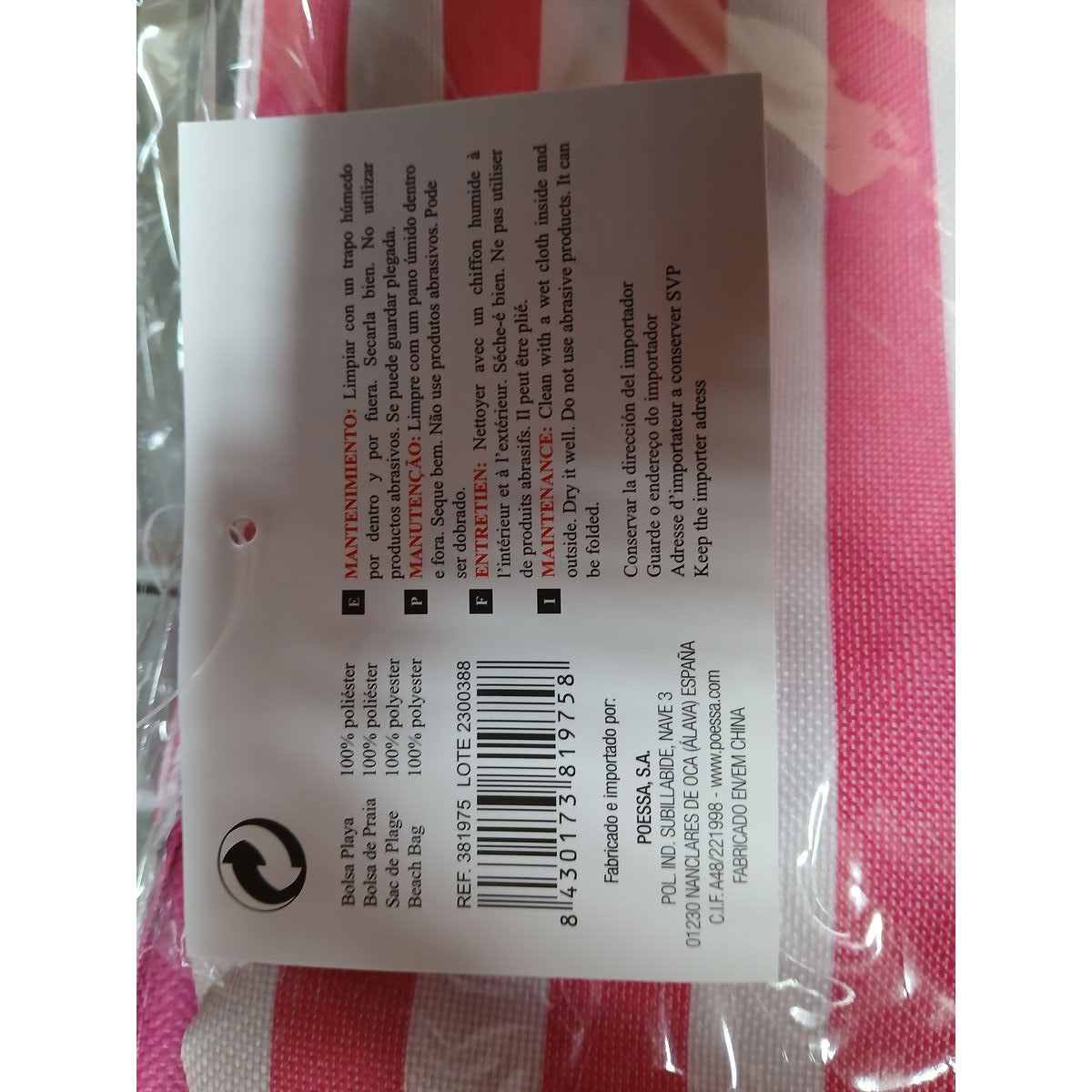 Sac de plage Bismark Bleu Rose Oxford 50 x 16 x 35 cm