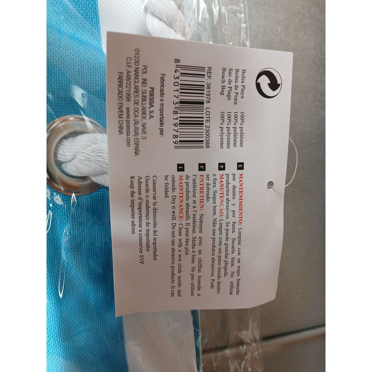 Sac de plage Bismark Bleu Blanc Oxford 59 x 19 x 40 cm