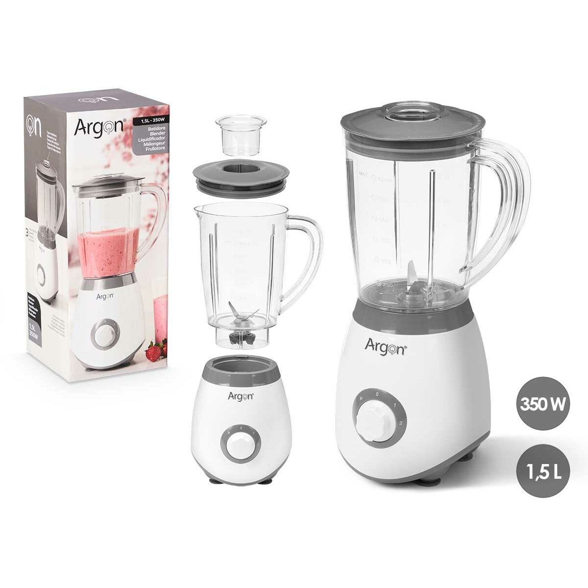 Bol mixeur Argon Blanc Gris 350 W 1,5 L