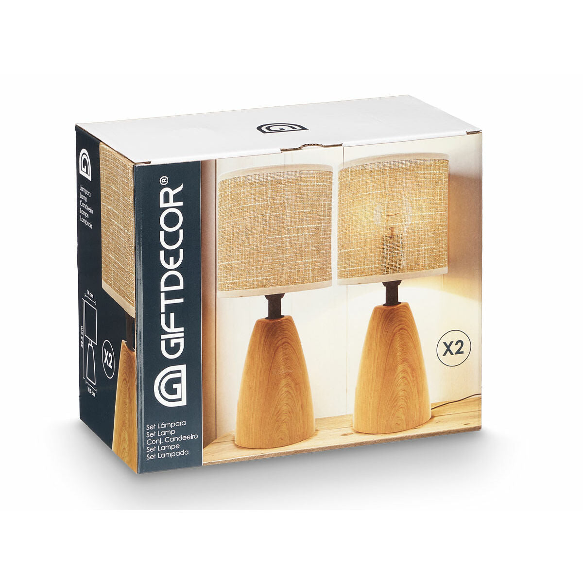 Lampe de bureau Gift Decor Marron 60 W 2 Unités