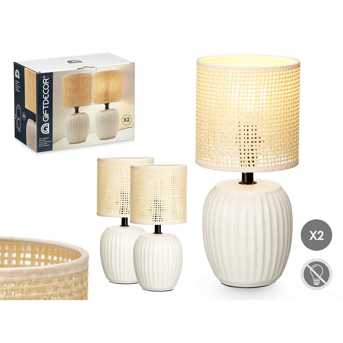 Lampe de bureau Gift Decor Blanc 60 W 2 Unités