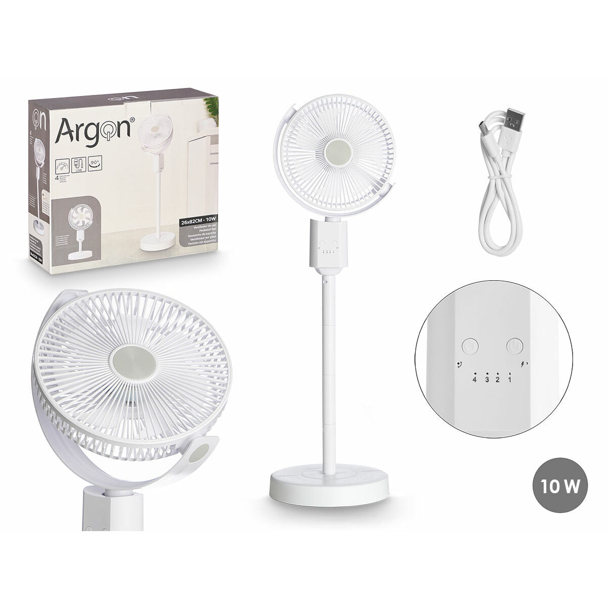 Ventilateur sur Pied Argon Blanc 10 W
