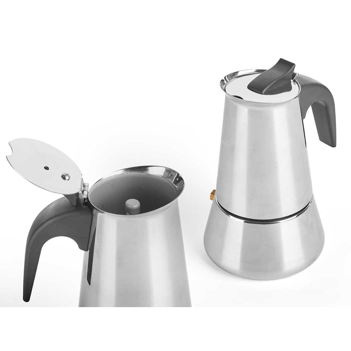 Cafetière Italienne Kinvara Noir Argenté Acier Plastique 4 Tasses