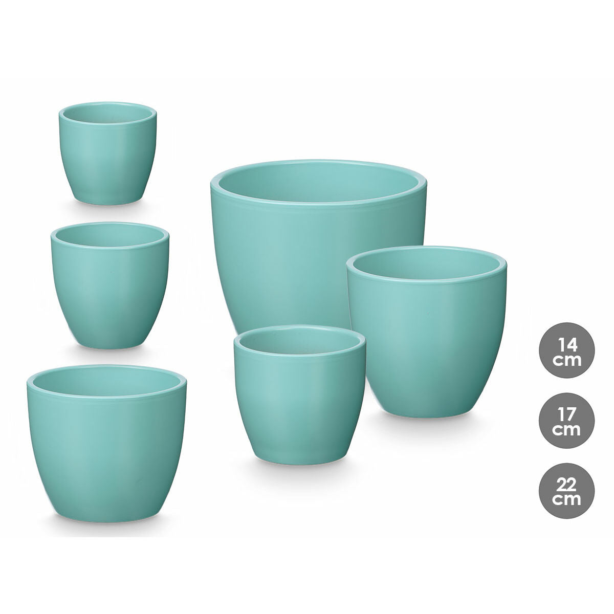 Set de pots Ibergarden Turquoise Argile Ø 14 cm Ø 22 cm Ø 17 cm 3 Pièces