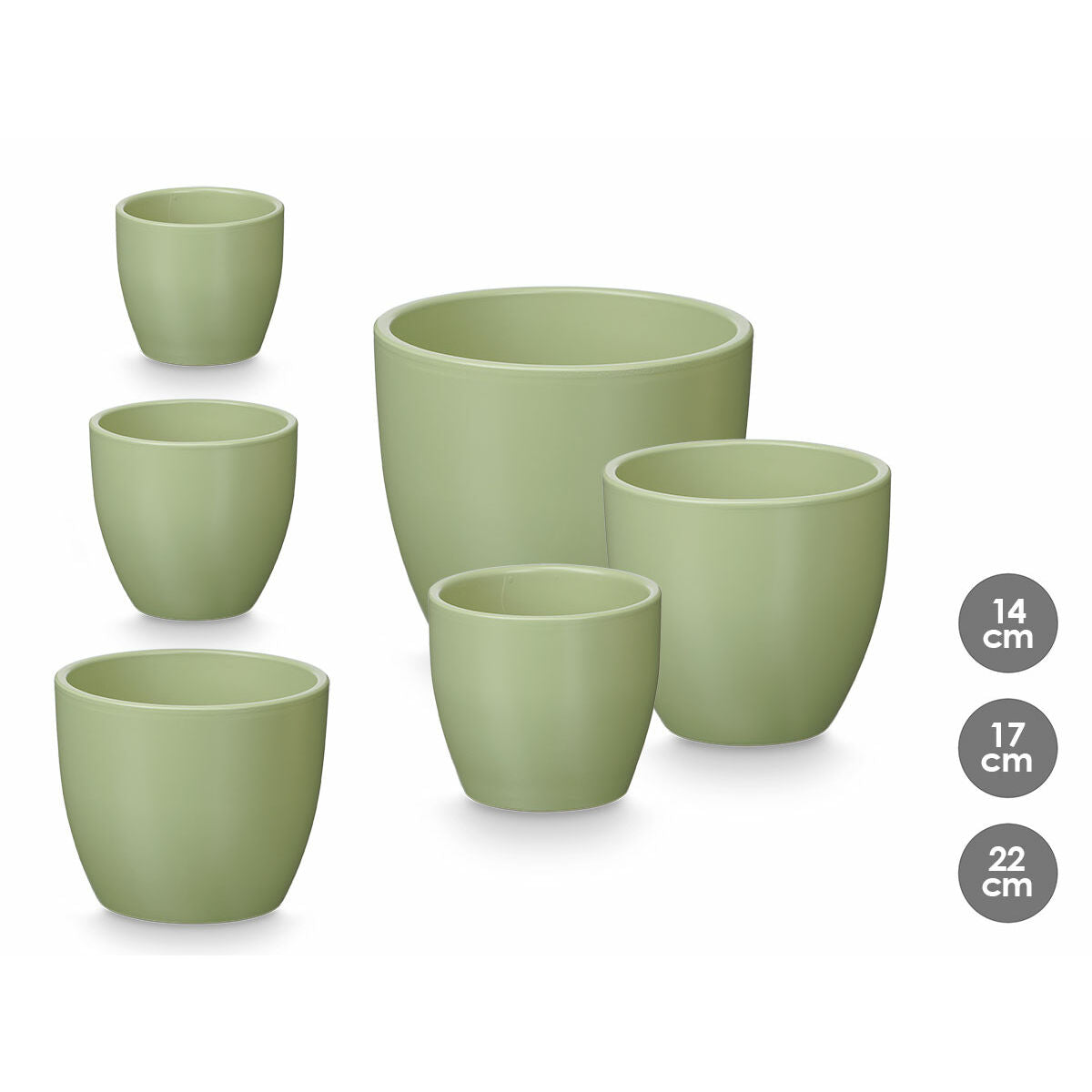 Set de pots Ibergarden Menthe Argile Ø 14 cm Ø 22 cm Ø 17 cm 3 Pièces