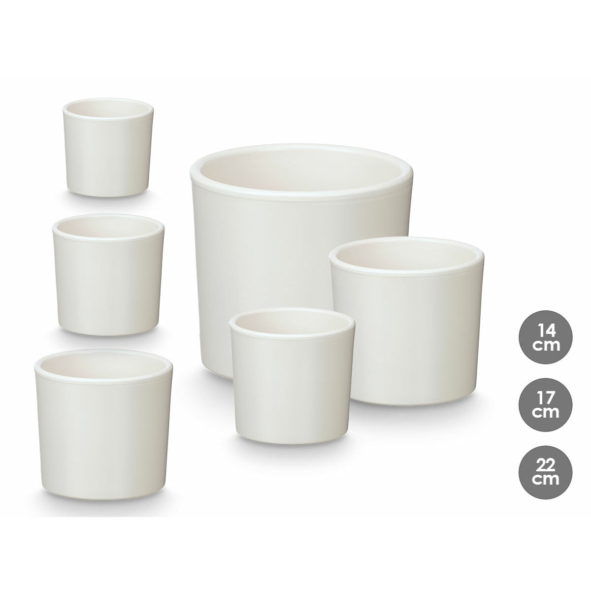 Set de pots Ibergarden Blanc Argile Ø 14 cm Ø 22 cm Ø 17 cm 3 Pièces