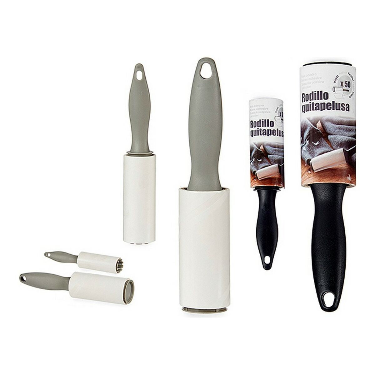 Rouleau Anti-Peluches Noir Gris 11 x 5,5 x 29,5 cm