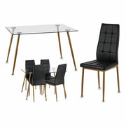 Ensemble Table + 4 Chaises Gift Decor Marron Noir Transparent