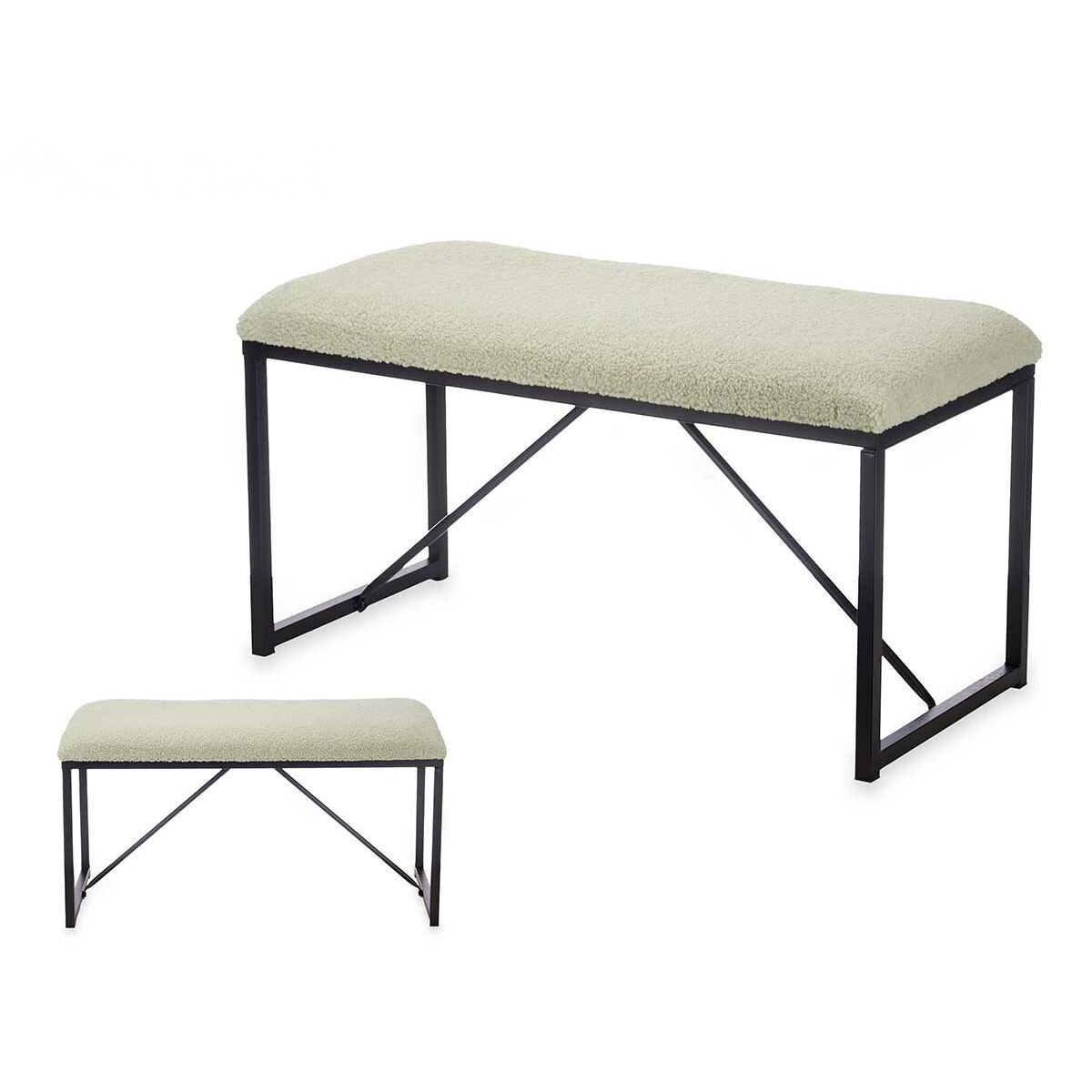 Banc Gift Decor Vert Métal Tissu 81 x 42 x 38 cm