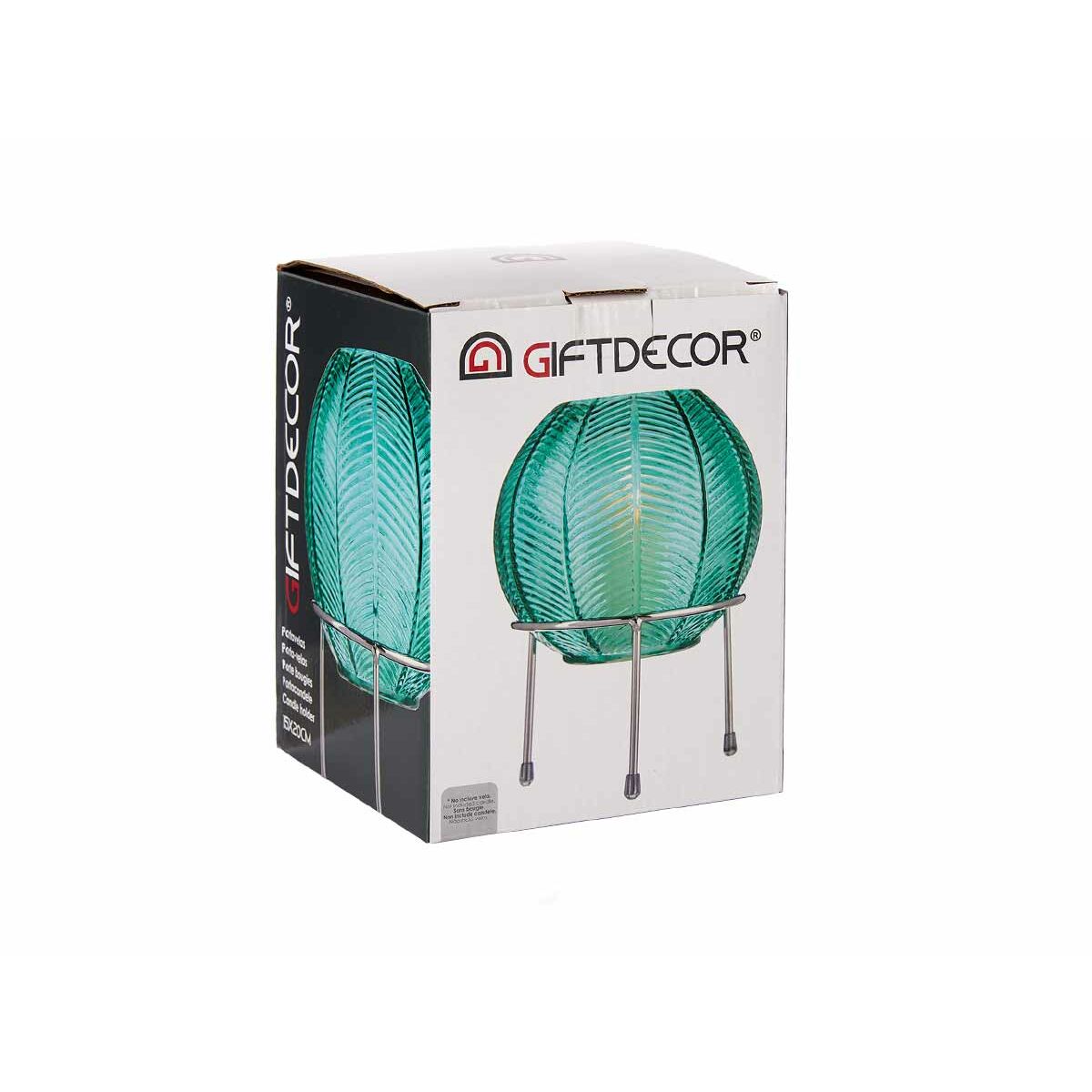 Vase Gift Decor Bleu Argenté Argent Métal verre Ballon 14,5 x 19,5 x 14,5 cm